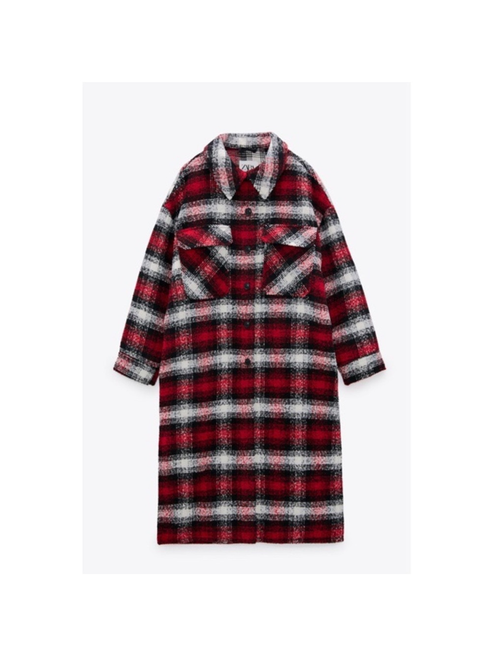 ZARA THE TINA COAT Red Black White Plaid Coat size medium